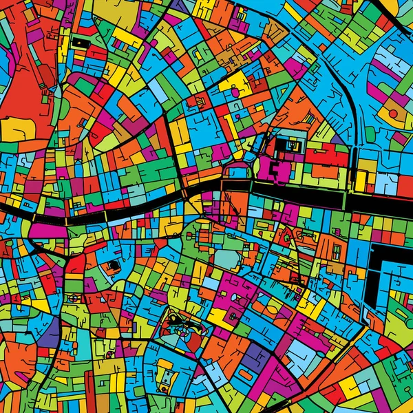 Dublin, Irlanda, Mapa vetorial colorido em Preto — Vetor de Stock