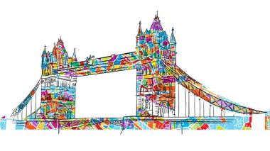 Renkli London Tower Bridge sembolü
