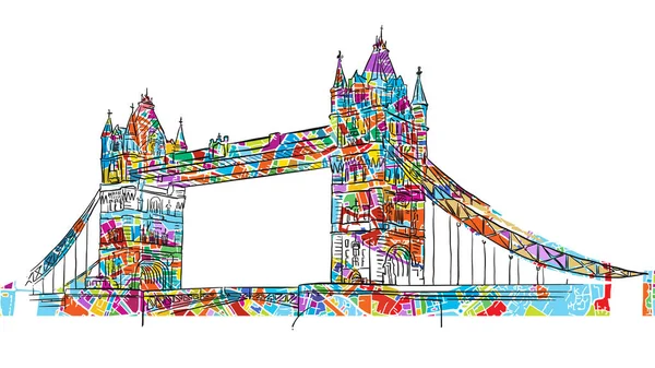 Symbole de pont de tour de Londres coloré — Image vectorielle