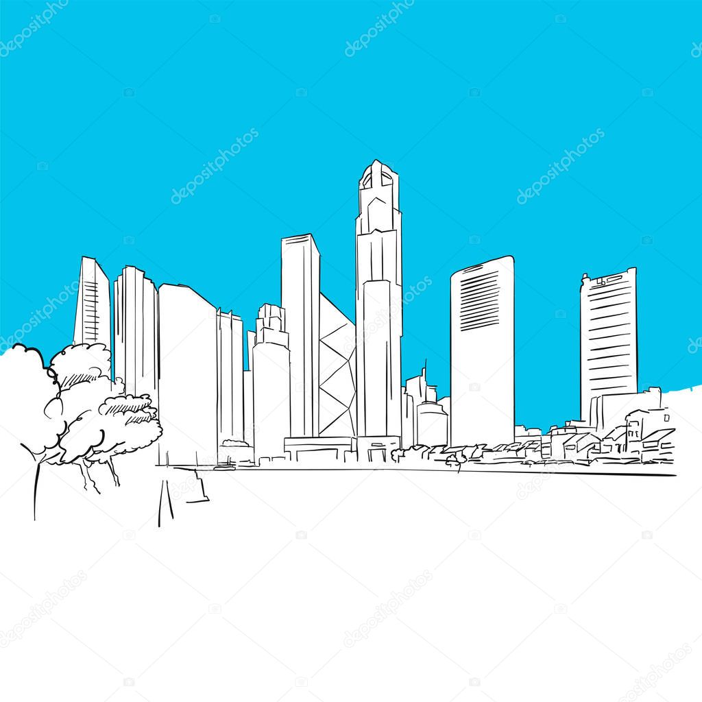 Singapore Republic Plaza Vector Sketch