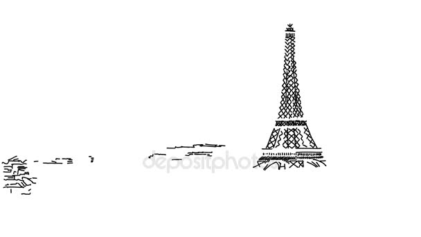 París Skyline Animación — Vídeos de Stock