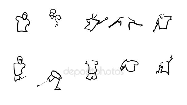 Doodles de movimento de jogador de futebol ou futebol — Vídeo de Stock