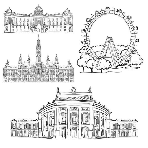 Vienna Oostenrijk beroemde gebouwen — Stockvector