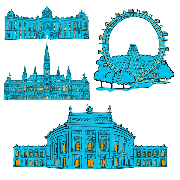 Vienna Austria Monumenti colorati — Vettoriale Stock
