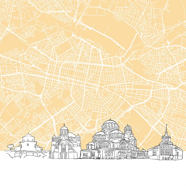 Mapa de Sofia Bulgaria Skyline — Vector de stock