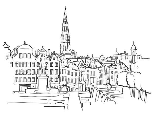 Bruselas Bélgica Escena urbana — Vector de stock