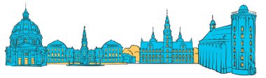 Kopenhag Danimarka Panorama renkli