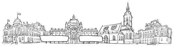 Zagreb Croatia Panorama Sketch