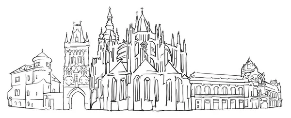 Prague République tchèque Panorama Sketch — Image vectorielle