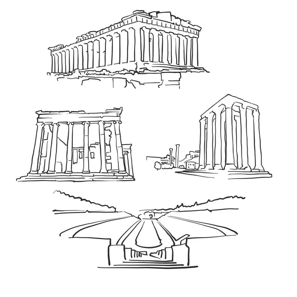 Atenas Grécia Edifícios famosos —  Vetores de Stock