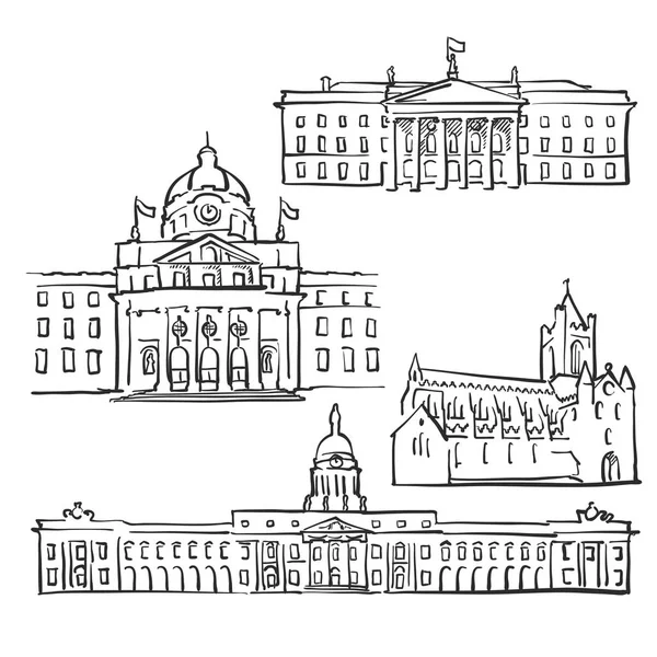 Dublin Irlande Bâtiments célèbres — Image vectorielle