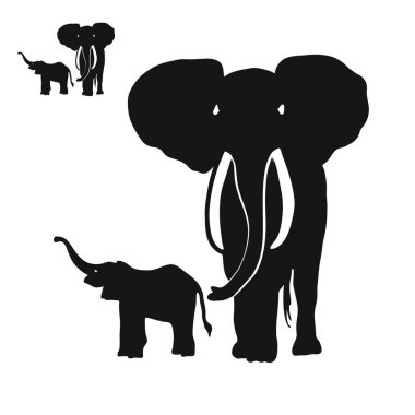 iki fil silhouettes