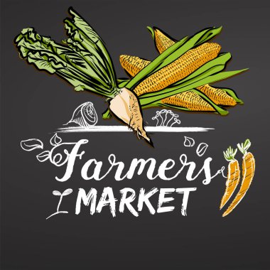 Çiftçilere piyasa afiş kara tahta üzerinde kabataslak