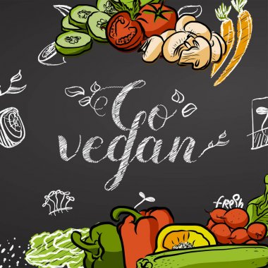 Vegan gidin. Tebeşir başlık Poster