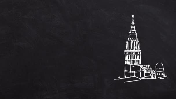 Toledo Skyline líneas de dibujo propio — Vídeos de Stock