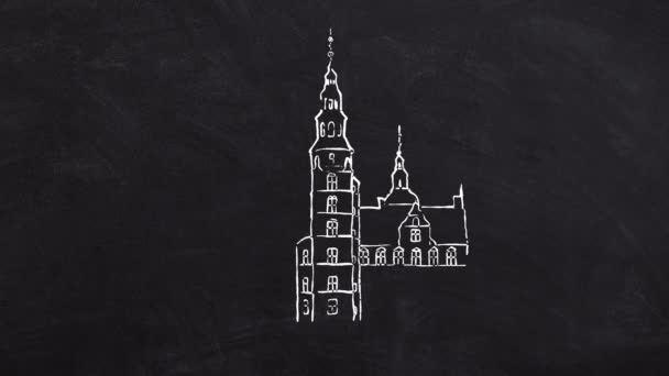 Copenhague Rosenborg Castillo líneas de auto dibujo — Vídeos de Stock