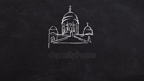 自己描画の線のヘルシンキ大聖堂 — ストック動画