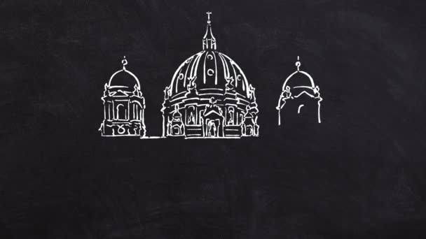 Berlin Cathedral kendini çizim hatları — Stok video