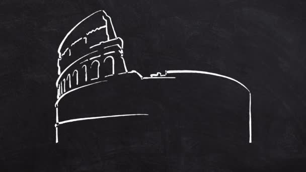 Roma Coliseu linhas auto desenho — Vídeo de Stock