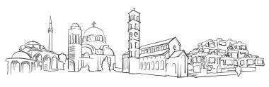 Pristina Kosovo Panorama Sketch