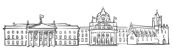 Dublin Irlanda Panorama Sketch — Vetor de Stock
