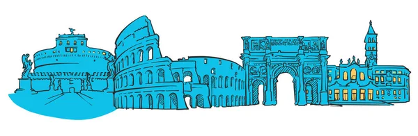 意大利罗马彩色全景 — 图库矢量图片