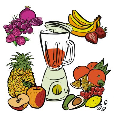 Taze yaz meyve karıştırıcılı