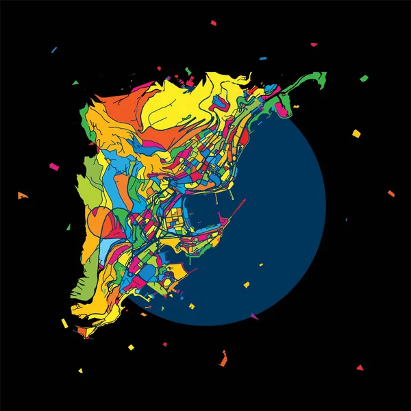 Mónaco, Colorido mapa de arte — Vector de stock