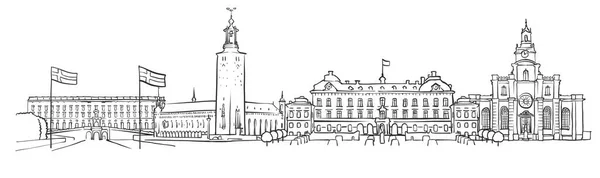 Στοκχόλμη, Σουηδία, Πανόραμα σκίτσο — Διανυσματικό Αρχείο