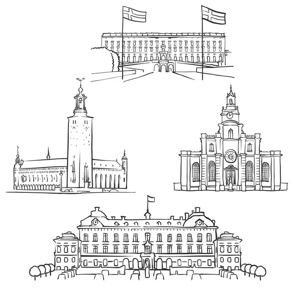 Estocolmo Edifícios famosos —  Vetores de Stock