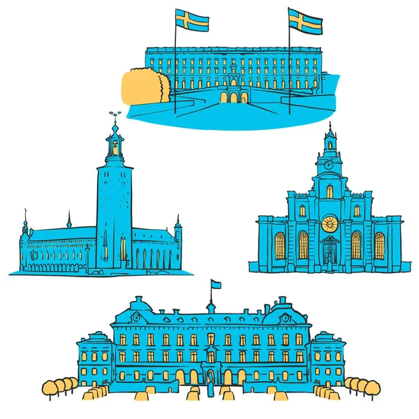 Stockholm points de repère colorés — Image vectorielle