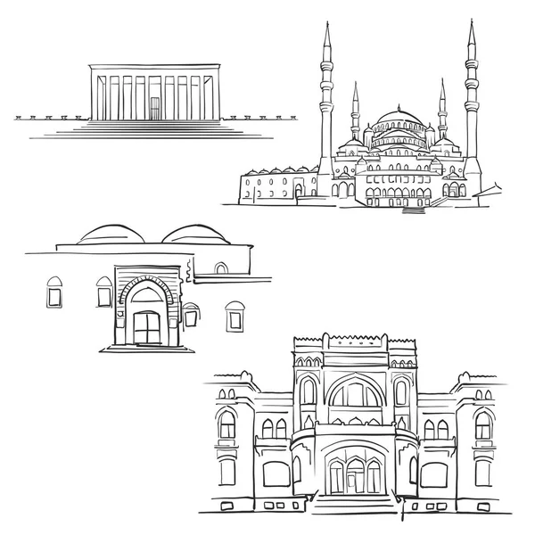 Ankara, Turquía, Edificios famosos — Vector de stock