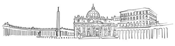 Vatikan Şehri Panorama kroki — Stok Vektör
