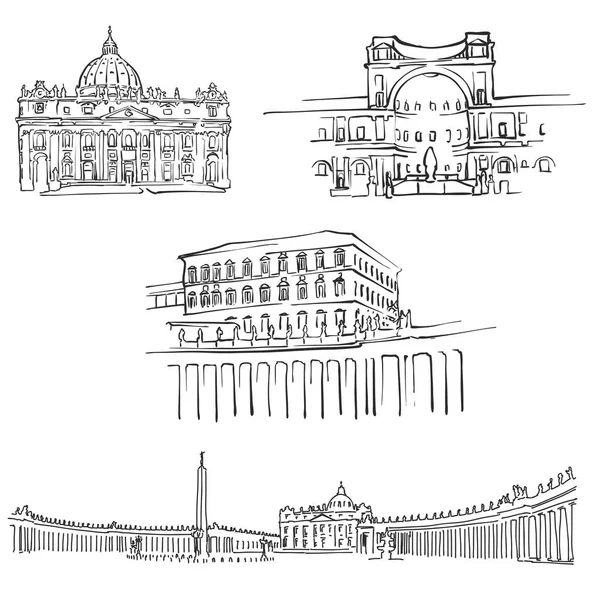 Vatican Famous Buildings — Stock Vector