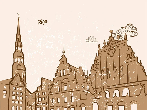Riga, Latvia, Greeting Card — Stock Vector