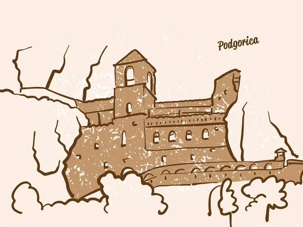 Podgorica, montenegro, grußkarte — Stockvektor