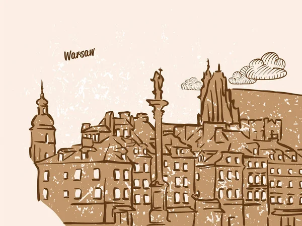 Warschau, Polen, wenskaart — Stockvector