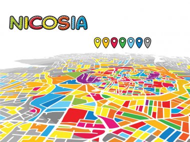 Lefkoşa, Kıbrıs, şehir 3d vektör harita