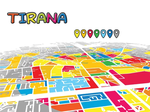 Tirana, Albânia, Downtown 3D Mapa do Vetor — Vetor de Stock