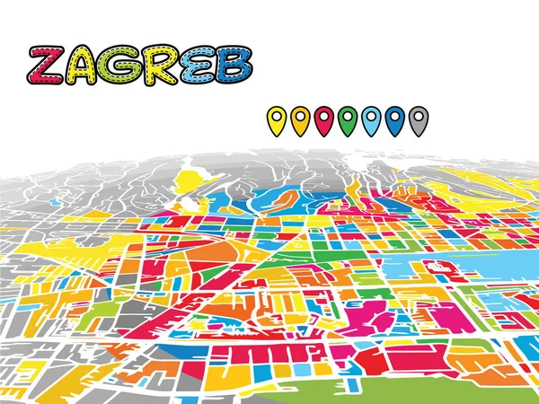Центрі міста Загреб, Хорватія, 3d карта вектор — стоковий вектор
