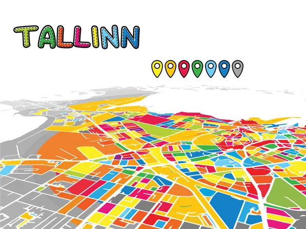 Mapa de Tallinn, Estonia, Downtown 3D Vector — Vetor de Stock