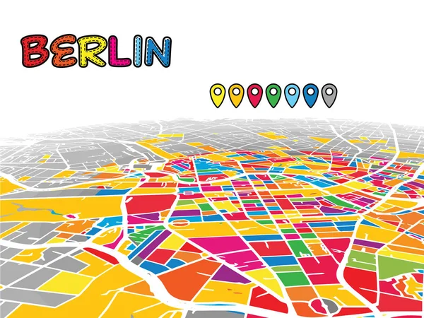Het centrum van Berlijn, Duitsland, 3D-Vector kaart — Stockvector