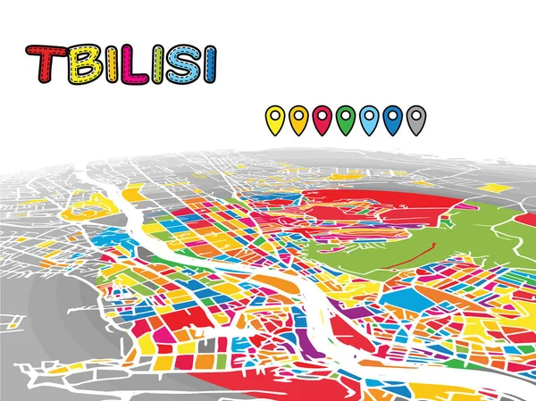 Mapa do Vetor de Tbilisi, Geórgia, Downtown 3D — Vetor de Stock
