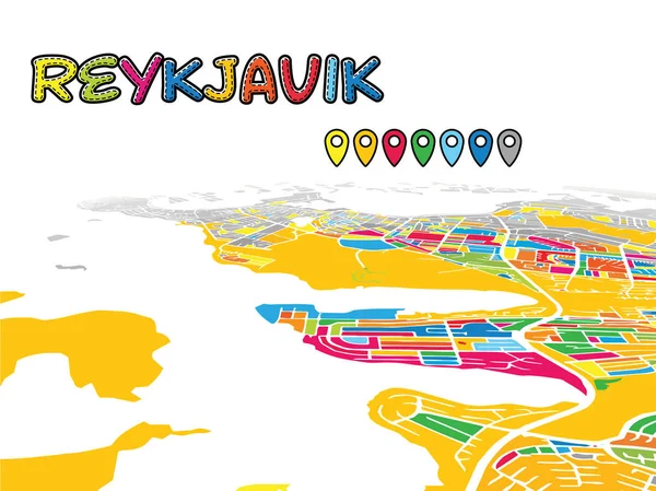 Рейк'явік, Ісландія, Downtown 3d карта вектор — стоковий вектор