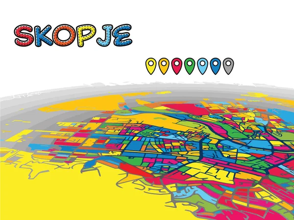 Скоп'є, Македонія, Downtown 3d карта вектор — стоковий вектор