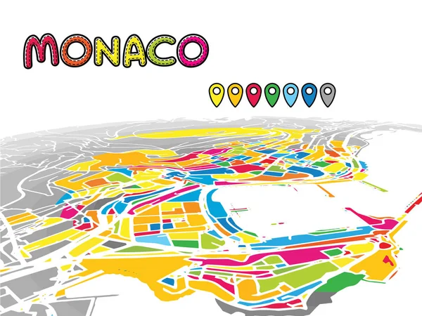 Mapa de Monaco, Monaco, Downtown 3D Vector — Vetor de Stock