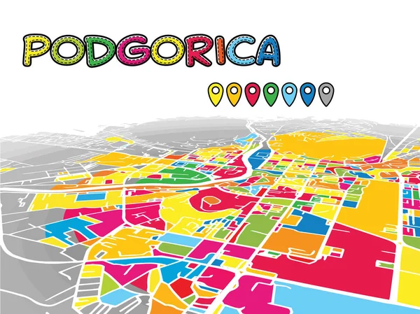 Mapa de Vetor de Podgorica, Montenegro, Downtown 3D — Vetor de Stock