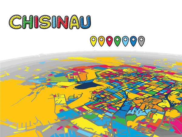 Mapa de Chisinau, Moldova, Downtown 3D Vector — Vetor de Stock