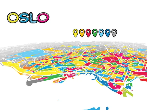 Oslo, Norveç, şehir 3d vektör harita — Stok Vektör
