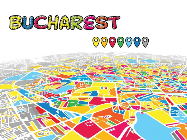 Бухарест, Румунія, Downtown 3d карта вектор — стоковий вектор
